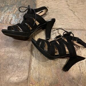 Naturalizer Black Suede Strappy Women's Platform Sandals